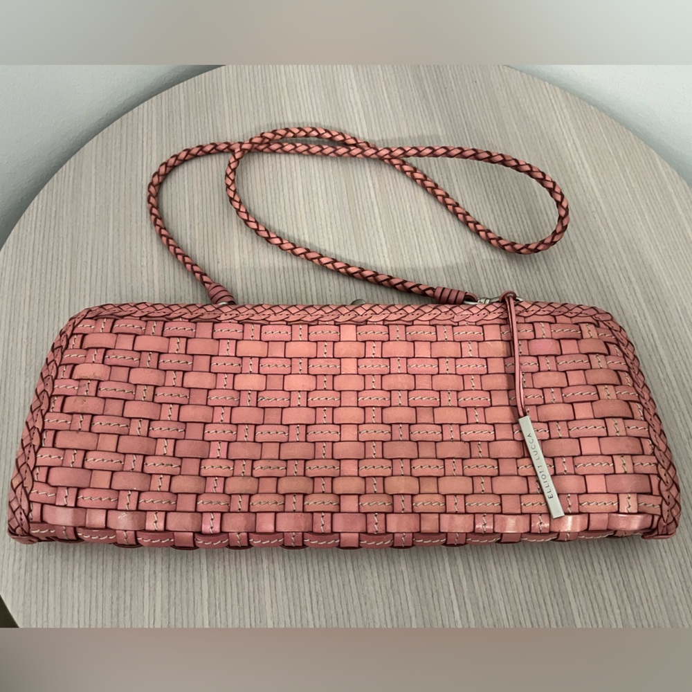 Elliott Lucca Woven Pink Clutch Bag